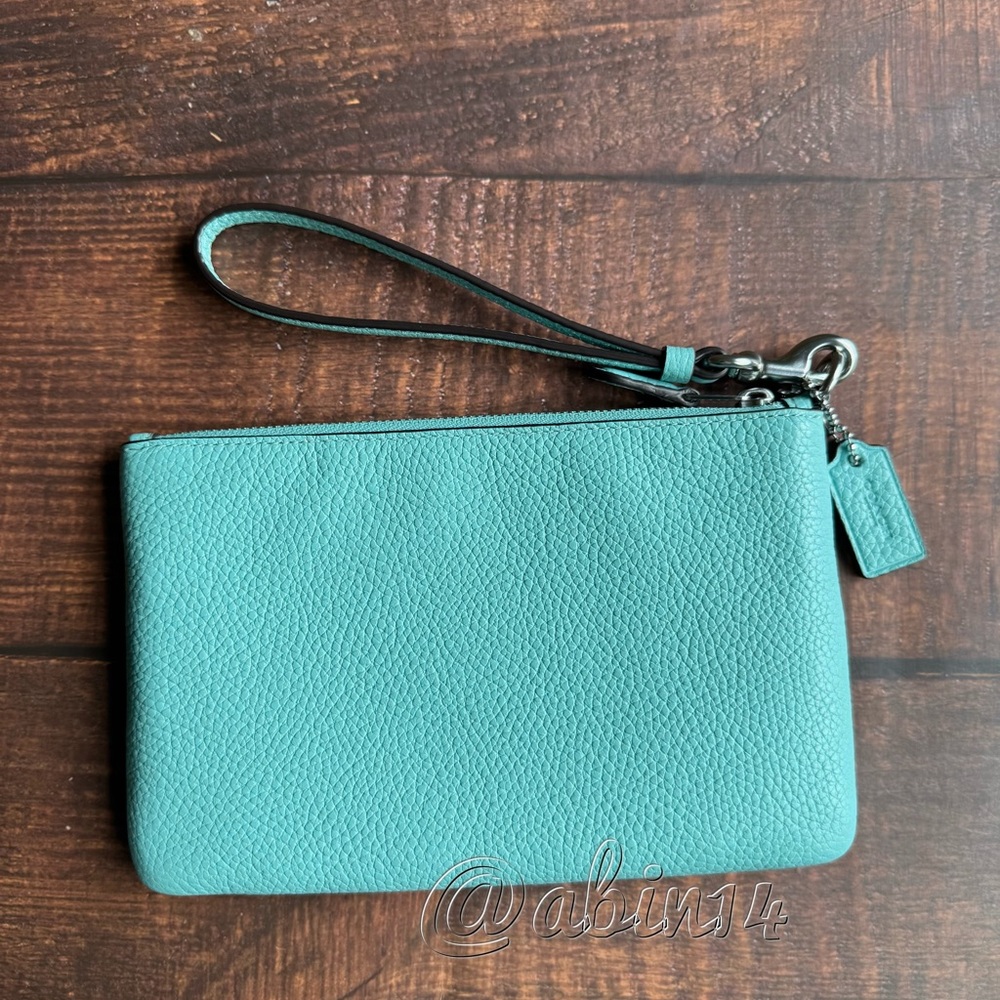 NWT Coach Leather Wristlet Faded Blue - Picture 2 of 4